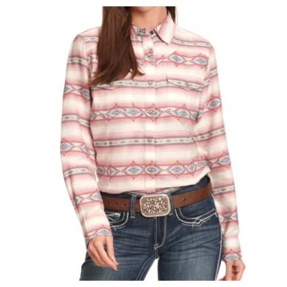 Ariat REAL Women's Kaycee Jacquard Aztec Print Long Sleeve Snap Shirt